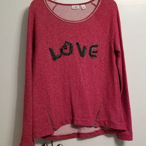 Cato red long sleeve knit shirt large